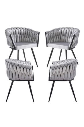 Regalos Miguel Packs Sillas Comedor - Pack 4 Sillas Widny Black Terciopelo - Gris Claro