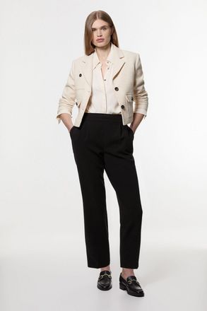 Karen Millen Womens Compact Stretch Essential Tailored High Waist Slim Leg Trouser - Black - Size 14 UK