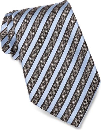 Ermenegildo Zegna Stripe Silk & Cotton Tie in Brown Bluestripe at Nordstrom