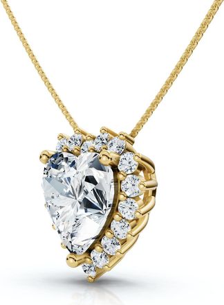Pompeii3 Certified 2 1/4Ct Heart Diamond Pendant 14k Gold 18 Necklace Lab Grown