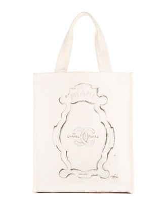 Chanel logo-print tote bag - White