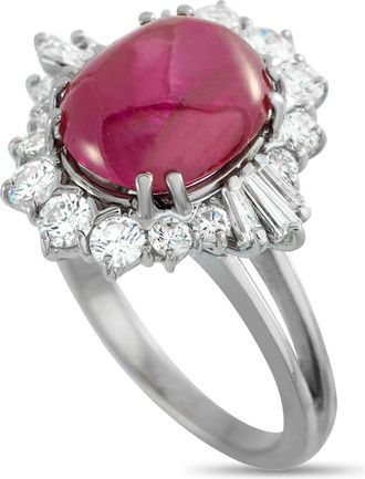 Luxury Bazaar 18K White Gold 1.0ct Diamond and Ruby Ring MF47-031726
