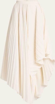 Alexander McQueen Pleated Asymmetric Draped Midi Skirt