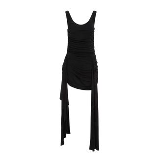 MUGLER Gekreukt Mini Jurk - Dames - Jurken - Zwart - Maat: XS Zijde