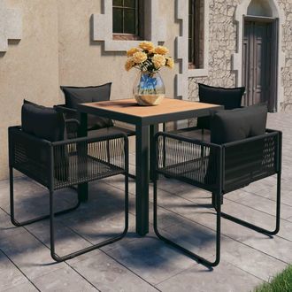 vidaXL Set De Comedor De Jard&iacute;n De 5 Piezas Pvc Rat&aacute;n Negro Y Marr&oacute;n Vidaxl