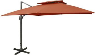 vidaXL Sombrilla Jard&iacute;n Voladiza Cubierta Doble Terracota 300x300 Cm Vidaxl