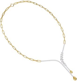 Diamond2Deal 925 Sterling Silver Two-tone 3.8 Ct Pear Cut White & Yellow Lab Grown Diamond Drop Necklace 18 VVS-VS, E-F