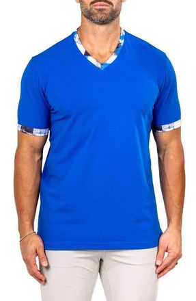 Maceoo Edison Marthyr0009 Blue Cotton V-Neck T-Shirt at Nordstrom, Size 7