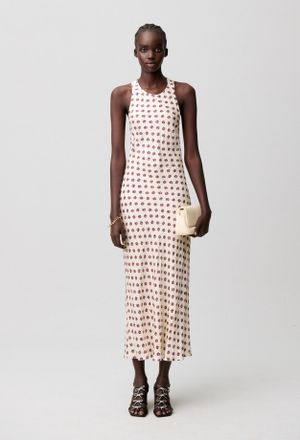 Claudie Pierlot Robe longue satin imprim&eacute;