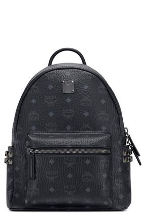 MCM Small Stark Viestos Coated Canvas Backpack in Black at Nordstrom