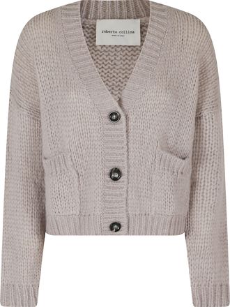 Roberto Collina Stucco V-Neck Chunky Knit Alpaca-Blend Cardigan