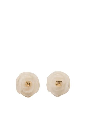 Chanel 2000-2010 CC Resin Gold Plated Camellia Clip On Earrings costume earrings - women - Gold Plated/Resin - One Size