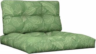 vidaXL Cojines para palets 2 unidades tela estampado de hojas Vidaxl