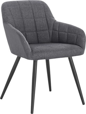 Woltu Woltu - 1 X Sillas De Comedor Nordicas Estilo Vintage Juego De 1 Silla De Cocina Silla Tapizada Con Reposabrazos Tapizadas Lino Estructura De Metal Gr