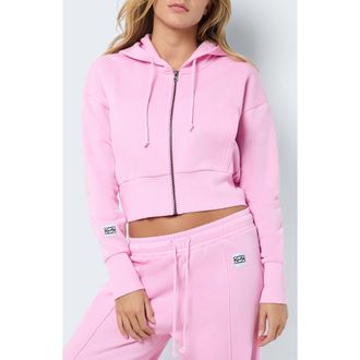Noisy May Front Zip Crop Hoodie in Bonbon at Nordstrom Rack, Size Medium