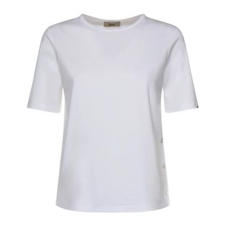 Herno T-Shirts, female, White, Size: XS T-shirt with side slit