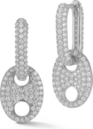 Glaze Jewelry Sterling Silver Pave Mariner Link Drop Earrings