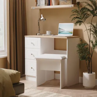 Welcome Furniture Lynton Ready Assembled Vanity In Porcelain Ash & Bardolino Oak - Welcome Furniture | TJ Hughes