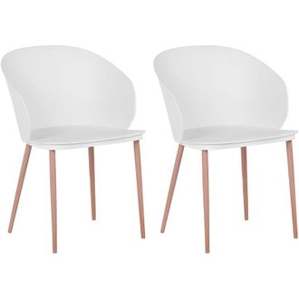 Beliani Beliani - Set di 2 Sedie da Pranzo in Materiale Sintetico Bianco Gambe in Metallo Blaykee