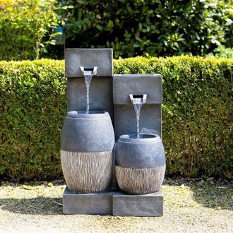 PRIMROSE Covo Pouring Bowls Water Feature With Lights 74cm in Grey