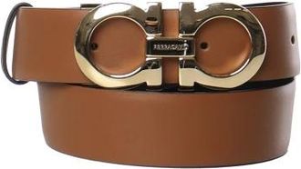 Ferragamo Gancini Riem - Dames - Riemen - Bruin - 75 CM - Leer - Accessoires