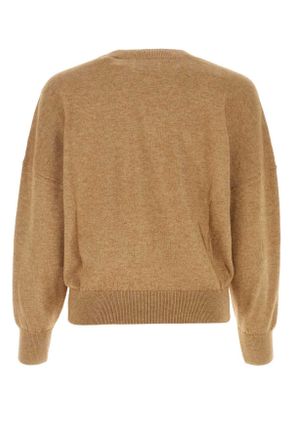 Isabel Marant Womens Melang&atilde;&uml; Biscuit Cotton Blend Oversize Marisans Sweater Camel Maglieria