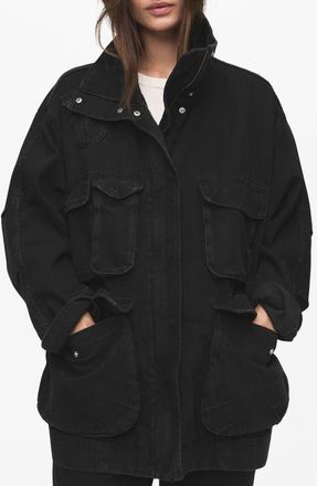 Mango Ramona Denim Coat in Black Denim at Nordstrom, Size Medium