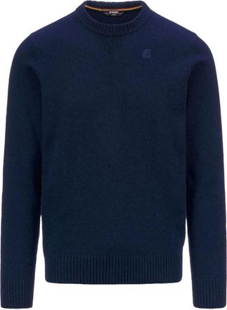 K-Way K-Way, Round-neck Knitwear, male, Blue, Size: 2XL Sebastien Lambswool Round-neck Knitwear