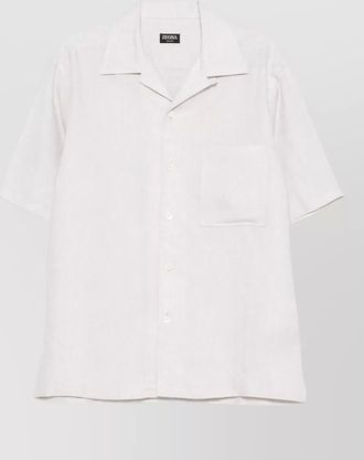 Ermenegildo Zegna oasi lino shirt cuban collar chest pocket