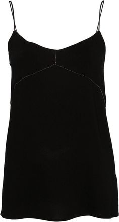 Fabiana Filippi beaded-trim crepe tank top - women - Spandex/Elastane/Viscose - 44 - Black