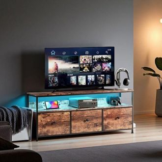 OEM Mueble De Tv - Polivalente 137cm - Cajones De Tela - Madera Rayada - Estilo Industrial