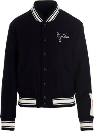 Golden Goose Blue Embroidered Logo Bomber Jacket