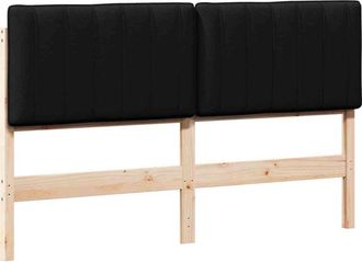 vidaXL Cabecero Tapizado Marr&oacute;n Y Negro 160 Cm Madera De Pino Macizo Vidaxl