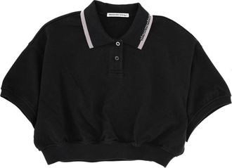 T Alexander Wang Cropped Cotton Polo - Black