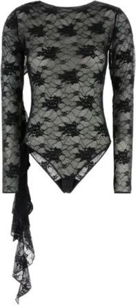 Os&eacute;ree Soft Lace Volant Sleeves Body - Dames - Bodies - Zwart - M - Tops