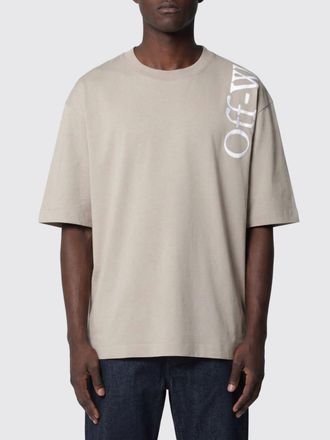 Off-white T-shirt in cotone con logo a contrasto e spalle scese