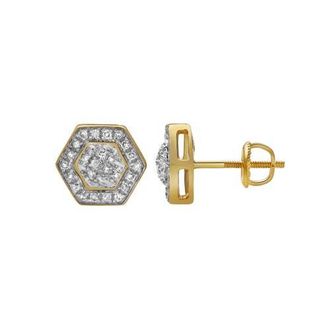 LuvMyJewelry Zelo 10K Yellow Gold Diamond Unisex Earrings - 0.3 Cts at Nordstrom