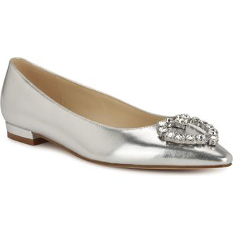 Nine West Hearts Rhinestone Flat in Silver 040 at Nordstrom Rack, Size 7.5