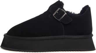 Cesare Gaspari Cocoa gesp shearling loafer - Zwart - Dames - Winterlaarzen - Zwart - 37 EU - Su&egrave;de - Schoenen