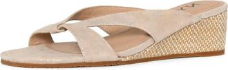 NYDJ Womens Contessa Wedge Sandals In Sand Light Gold Metallic Suede