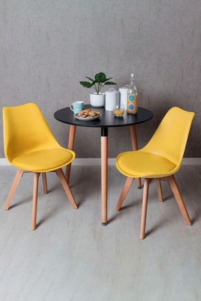 Regalos Miguel Regalos Miguel - Black Friday - Conjunto Mesa Tower Redonda 80 Cm Negra Y Pack 2 Sillas Synk Basic - Amarillo