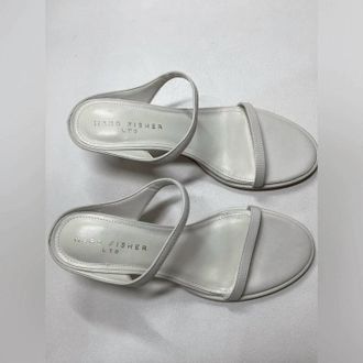 Marc Fisher Womens Alonde Leather Heeled Slide Sandal In Silver