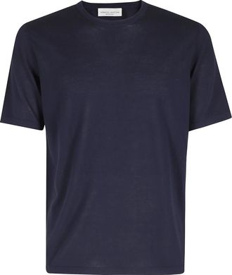 Roberto Collina Girocollo MC Fondo in Tubolare - Heren - T-shirts - Blauw - XL - Katoen - Tops