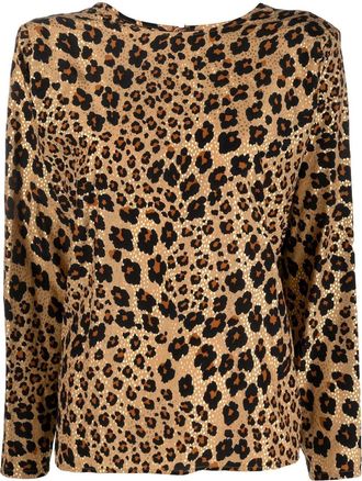 Saint Laurent 1990s leopard-print silk top - women - Silk/Acetate/Cupro - 36 - Neutrals