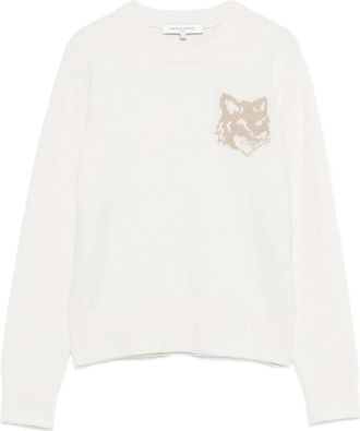 Maison Kitsun&eacute; Round-neck Truien - Dames - Ronde hals truien - Wit - M - Truien & Vesten