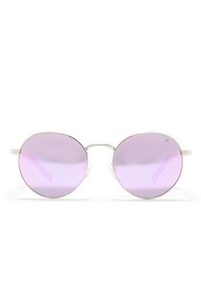 Hurley Small Enamel Accented Round Sunglasses in Lilac Mirror at Nordstrom Rack