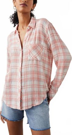 Rails Brady Shirt In White Peach Cloud