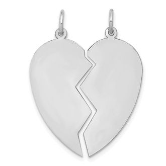 Diamond2Deal 14K White 2 piece Heart Charm Pendant Set