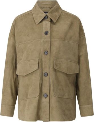 Arma Velourslederen Overshirt Kaylee - Dames - Zomerjassen - Groen - XS - Su&egrave;de - Jassen