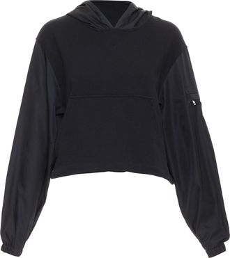 Prada Re-Nylon sleeve triangle logo cotton cropped hoodie